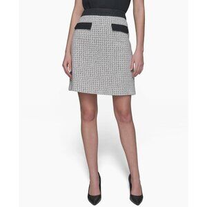 KARL LAGERFELD PARIS Women's Tweed A-Line Mini Skirt Black Size 14 MSRP $99